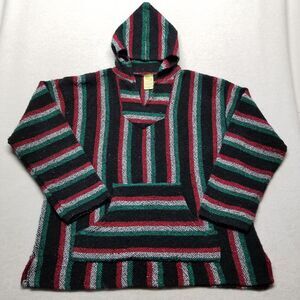 Franks 2XL Baja Hoodie Serape Mexican 90s Vintage Beach Coastal Boho Surfing